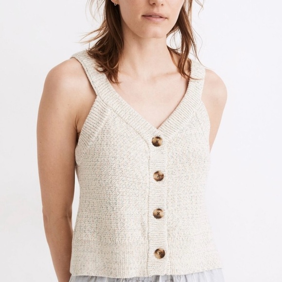 Madewell Rainbow Marled Wakefield Button Front Tank Small Cotton blend - Picture 1 of 11